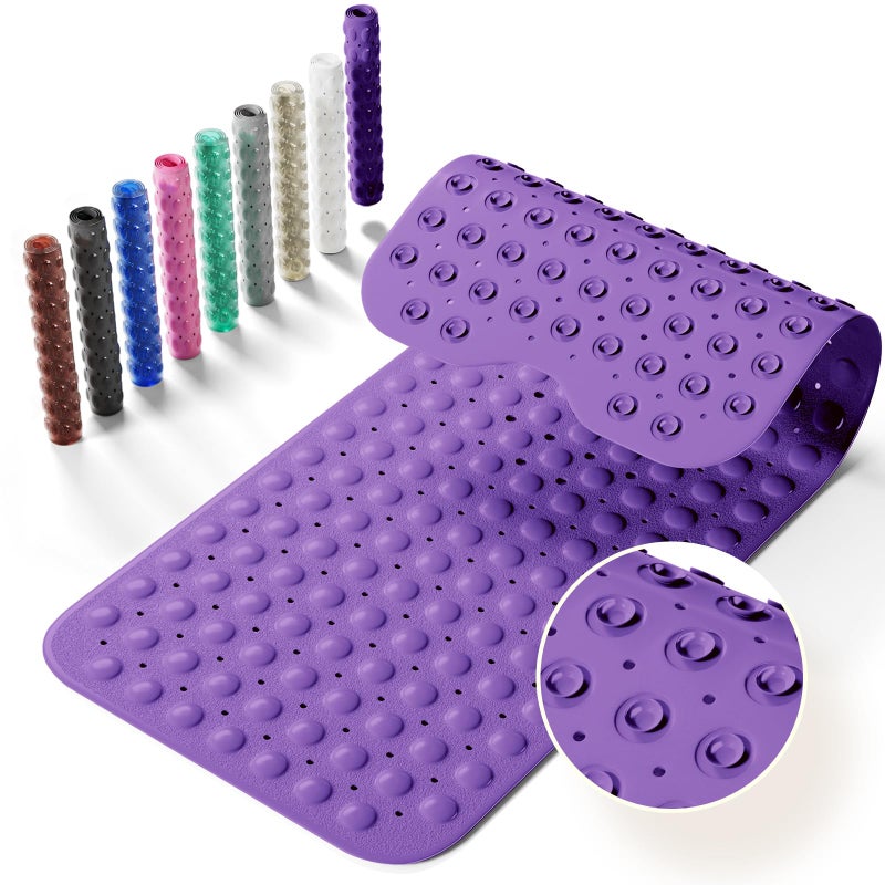 Krussier Non-Slip Bath Tub Mat  39x16 Inch Extra Large Shower Mat with Drain Holes & Suction Cups  Machine Washable  Purple - Image 1